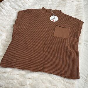 Brown Sleeveless Knit Top